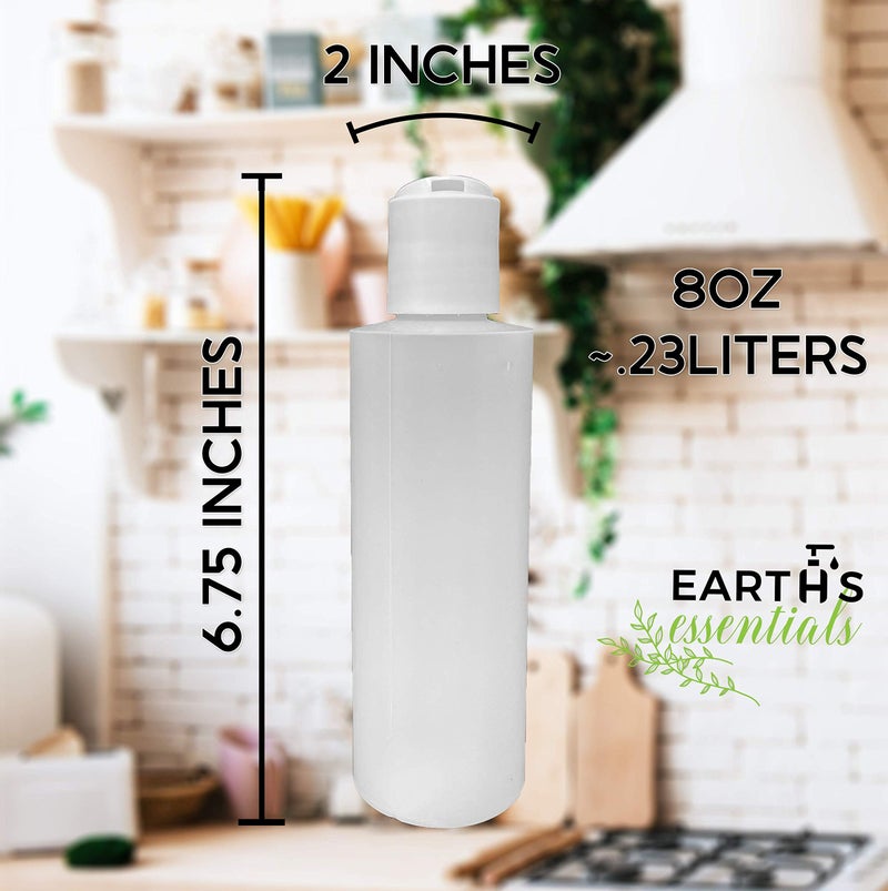 Earth's Essentials 12 Pack Of Refillable Eight Ounce. Squeeze Bottles With One Hand Press Cap Dispenser Tops-Great For Dispensing Lotions, Shampoos and Massage Oils. - Image 4